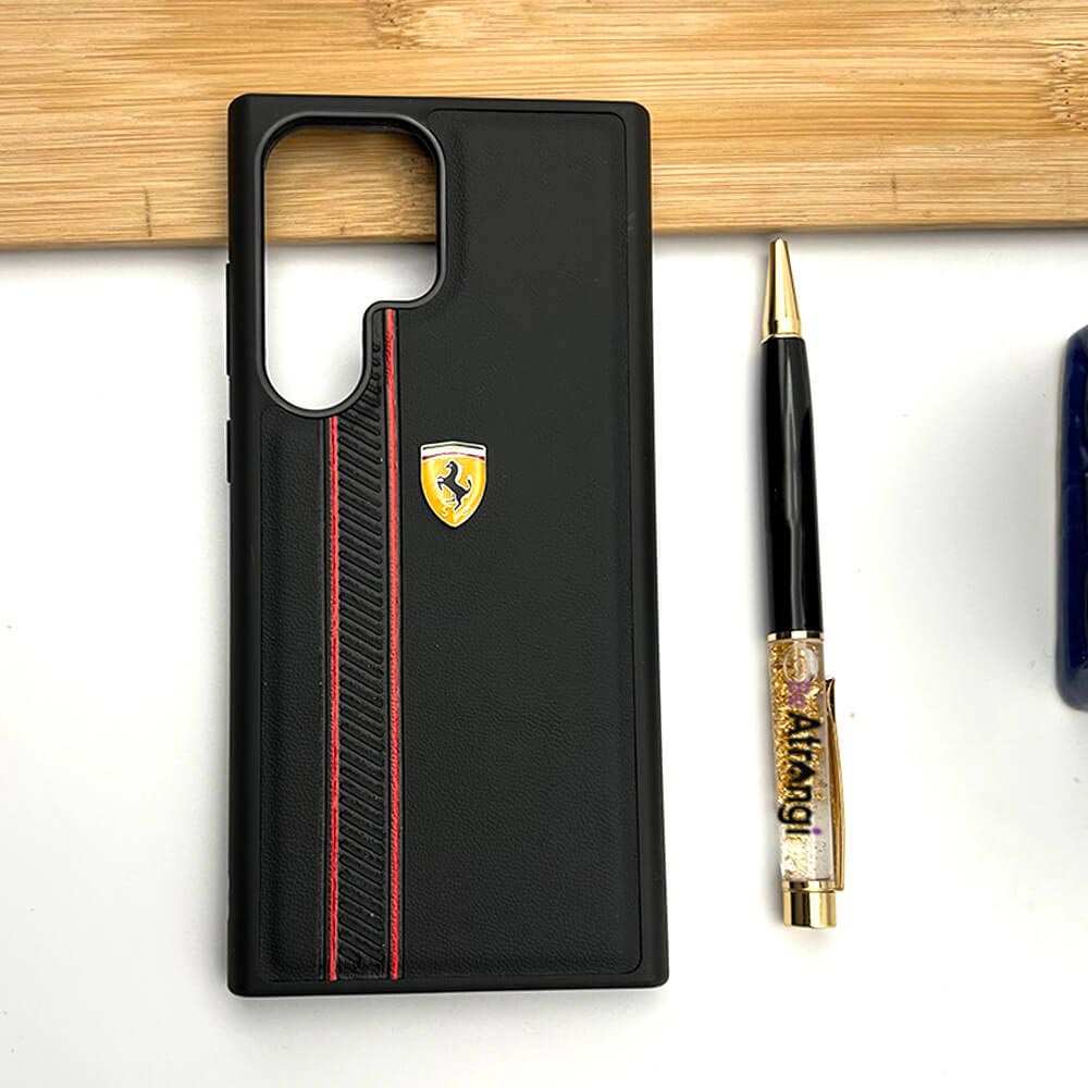 Samsung S23 Ultra iPhone Ferrari Stripe Leather Case Cover