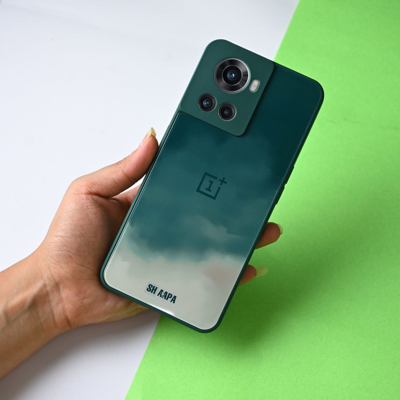 Cloudy Pattern Hybrid Glass Case - OnePlus