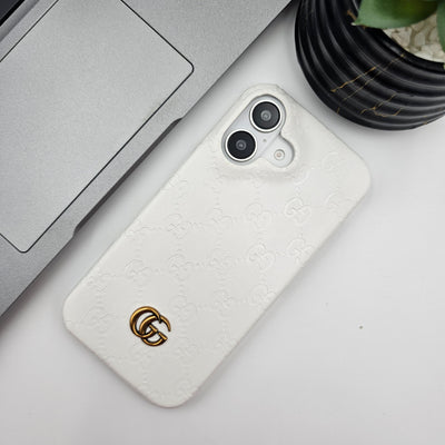 iPhone 16 Series Luxury GG Fashion Leather Brand Case Cover