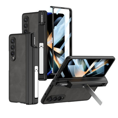 Galaxy Z Fold4 Business Class Leather Kickstand Case with Pen Holder & Front Screen Guard