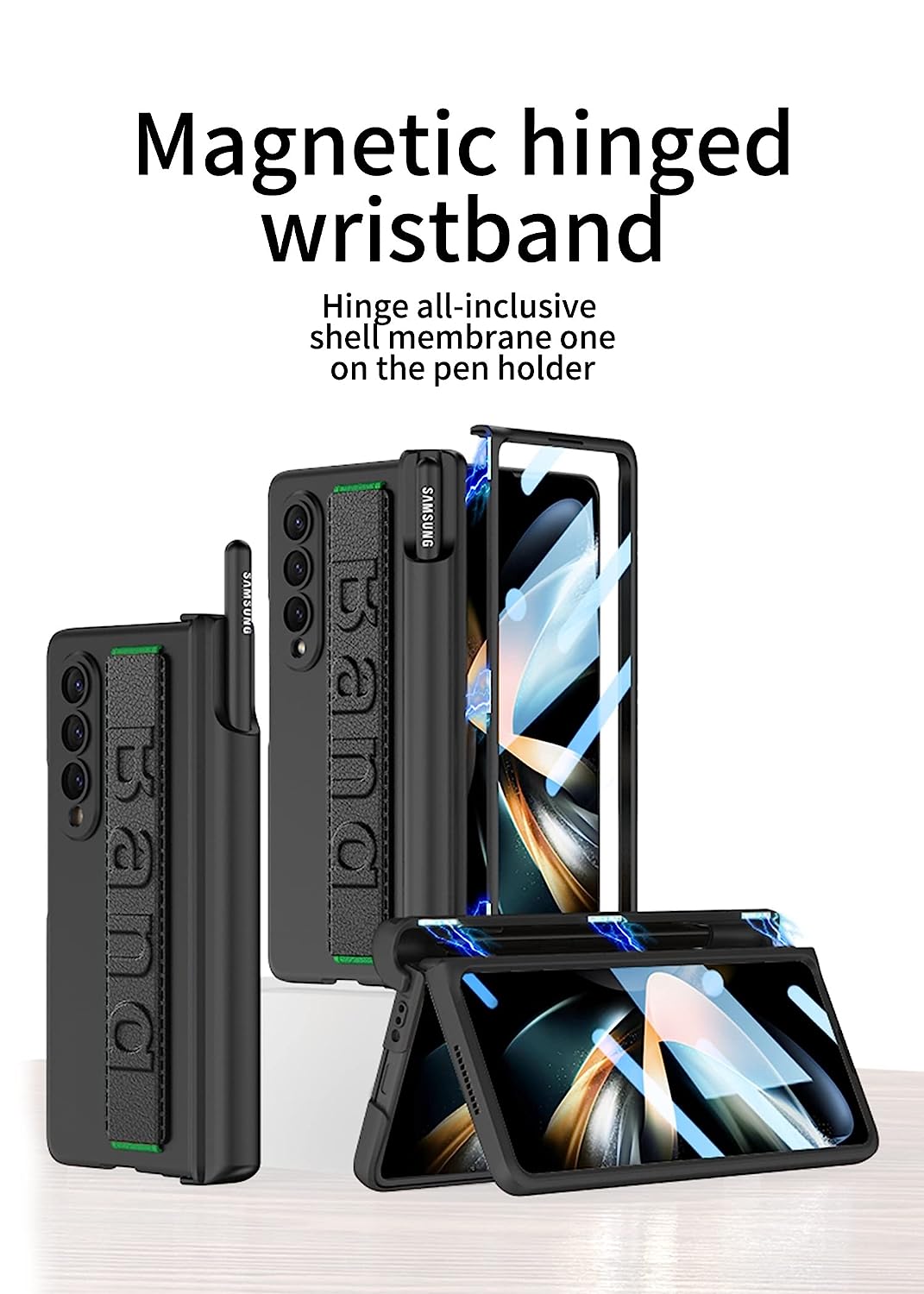 Galaxy Z Fold 3 Wristband Case with Pencil & Front Screen Guard