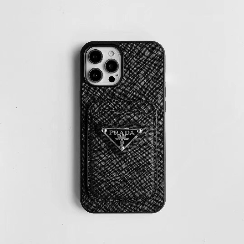 iPhone Luxury Brand Prada Card Holder Leather Case Cover