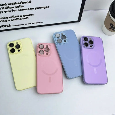 iPhone Candy Color Matte Finish Camera Lens Protection Magsafe Case Cover