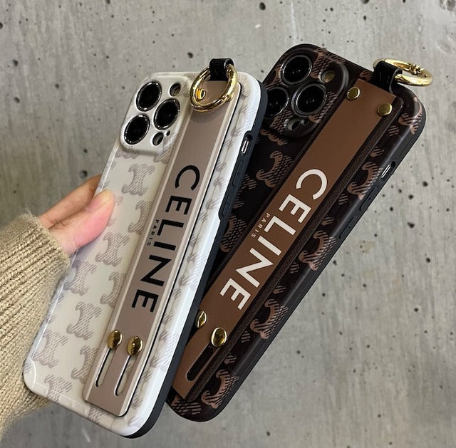 iPhone 16 Series Luxury Brand CLN Strap Holder Belt Case Cover