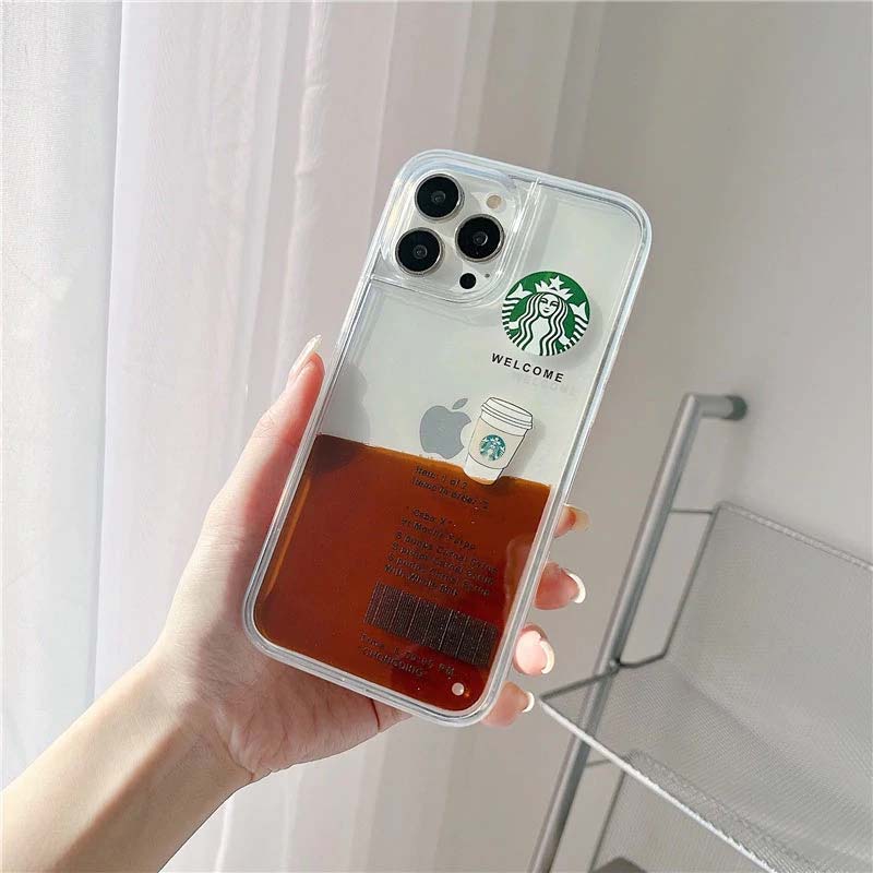 iphone starbucks liquid coffee floating cup case cover