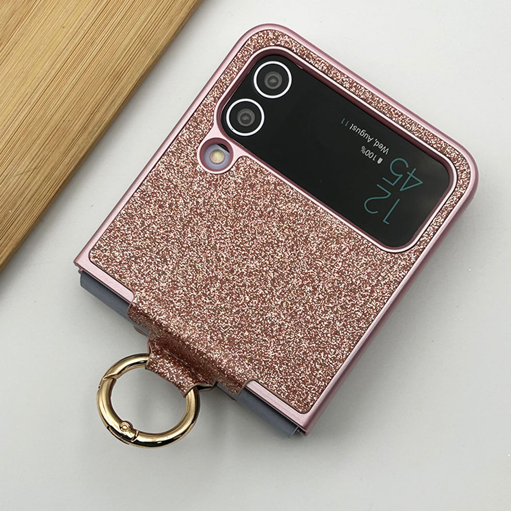 Samsung Galaxy Z Flip 4 Shimmer Glitter Bling Metal Ring Holder Case Cover