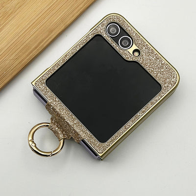 Samsung Galaxy Z Flip 5 Shimmer Glitter Bling Metal Ring Holder Case Cover