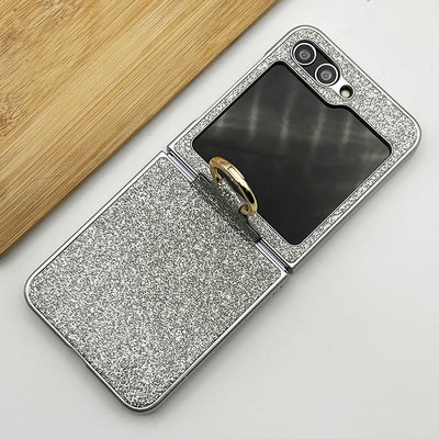 Samsung Galaxy Z Flip 5 Shimmer Glitter Bling Metal Ring Holder Case Cover