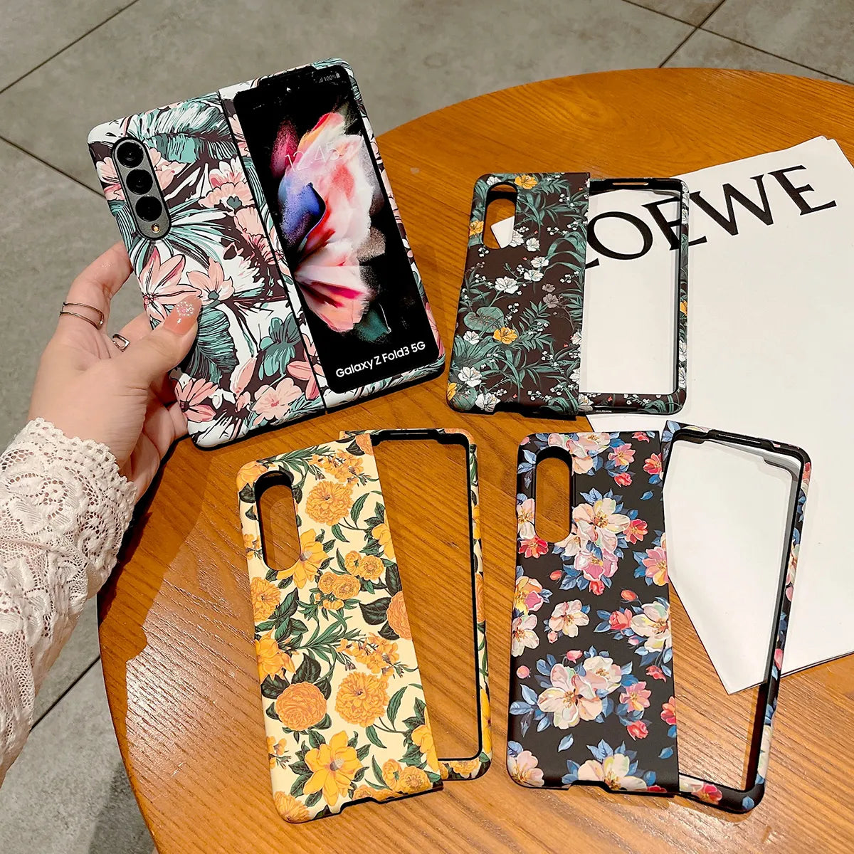 Samsung Galaxy Z Fold 5 Ultra Thin Floral Hard Shell Case Cover