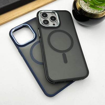 iPhone 15 Series Frosted Matte Finish Metal Frame Camera Protection Magsafe Case Cover