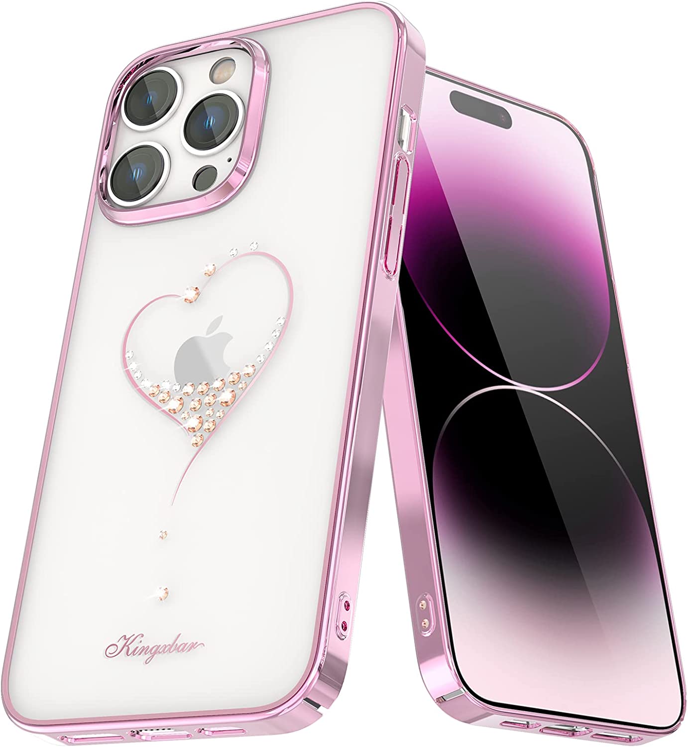 iPhone Heart Rhinestone Diamond Plated Hard Clear PC Back Cover