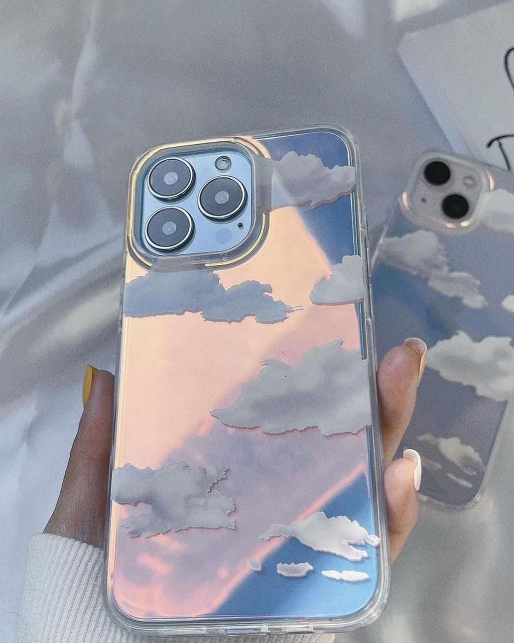 iPhone 15 Series Holographic Cloud Pattern Case Cover