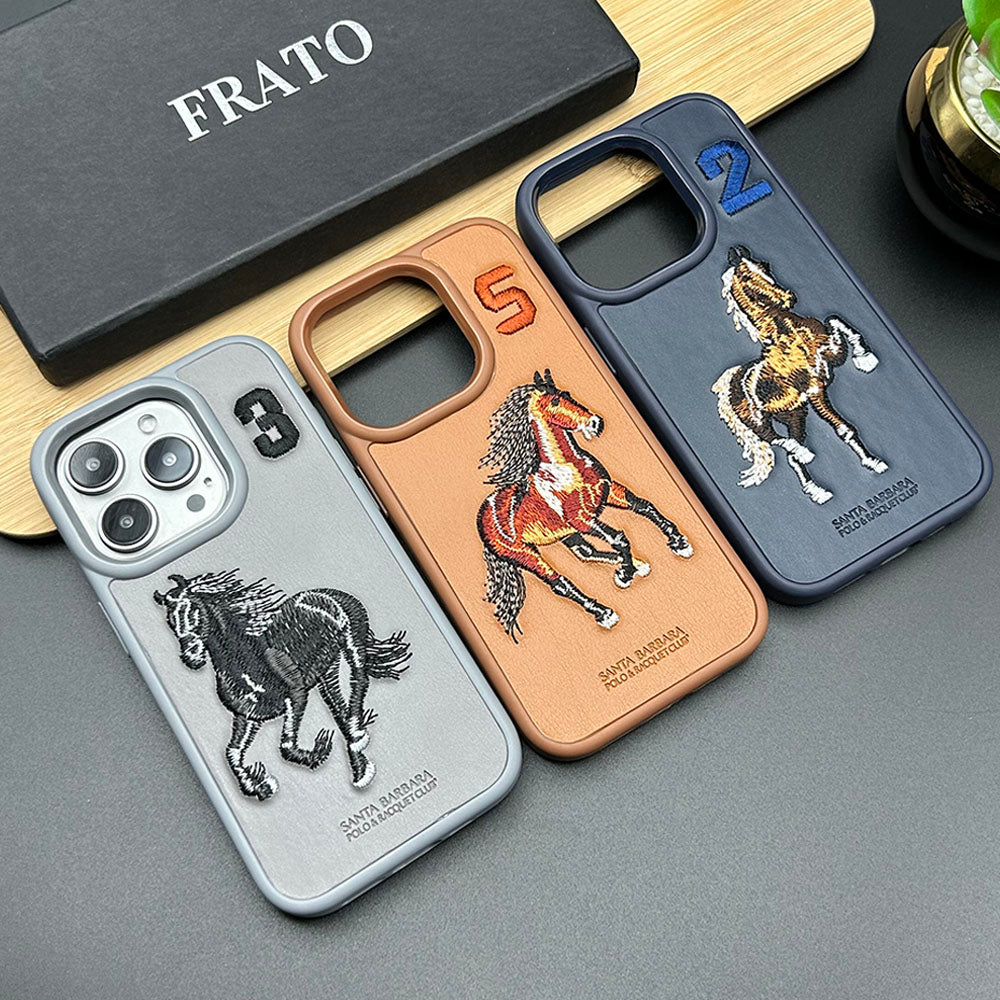 iPhone 15 Series Sports Horse Design PU Leather Case Cover