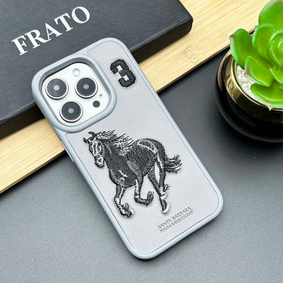 iPhone 15 Series Sports Horse Design PU Leather Case Cover