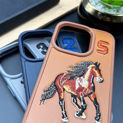 iPhone 15 Series Sports Horse Design PU Leather Case Cover