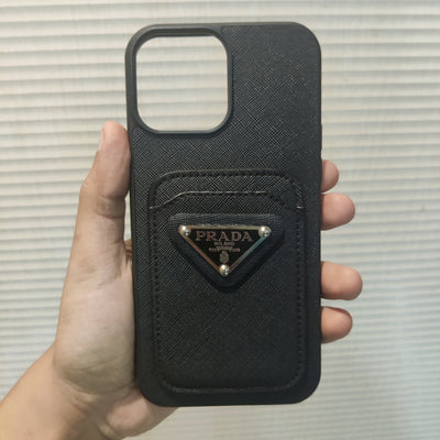 iPhone Luxury Brand Prada Card Holder Leather Case Cover