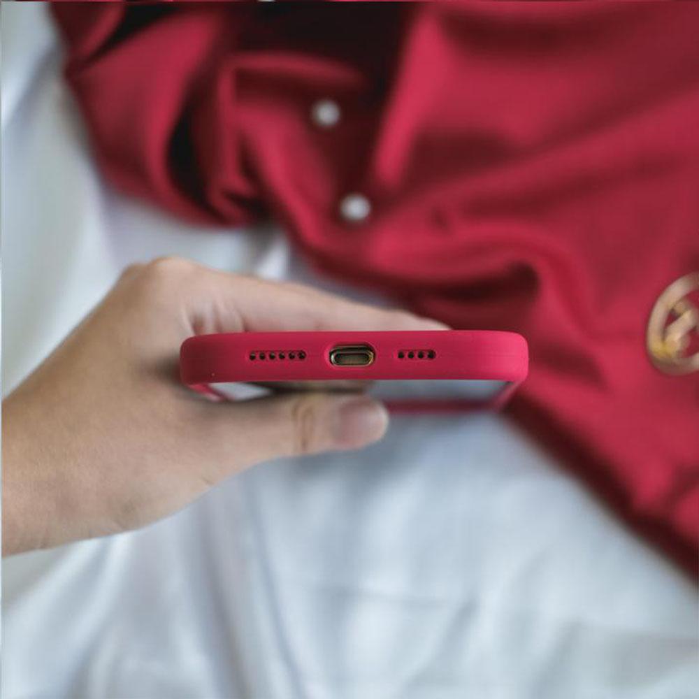 Iphone Liquid Silicone Rose Red Case