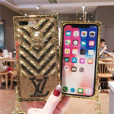 Luxury iPhone Diamond Bling Golden Trunk Phone Case