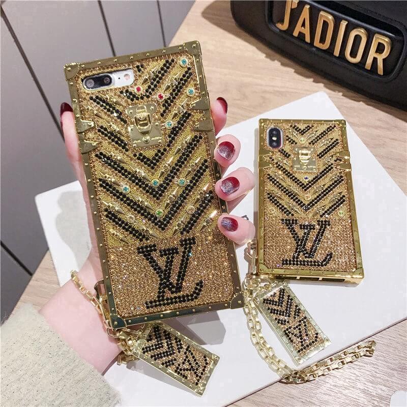 Luxury iPhone Diamond Bling Golden Trunk Phone Case