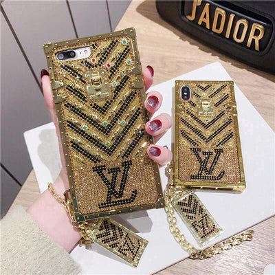 Luxury iPhone Diamond Bling Golden Trunk Phone Case