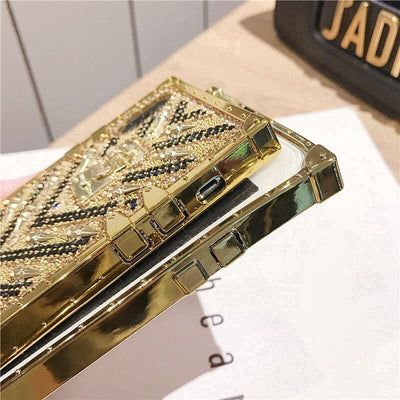 Luxury iPhone Diamond Bling Golden Trunk Phone Case
