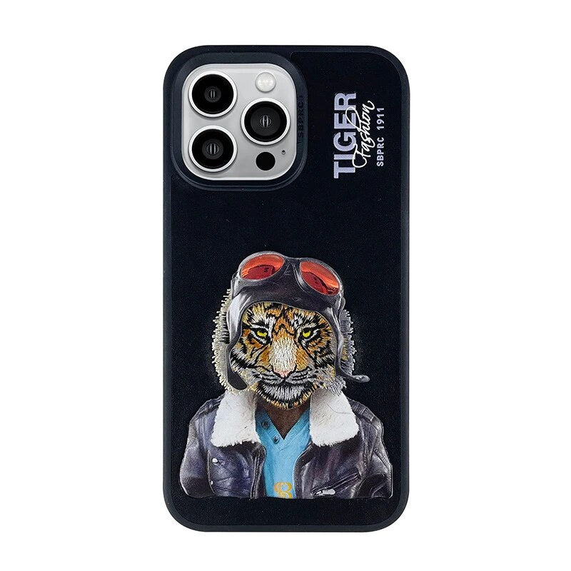 iPhone Luxury Santa Barbara Leather Tiger Series Back Cover