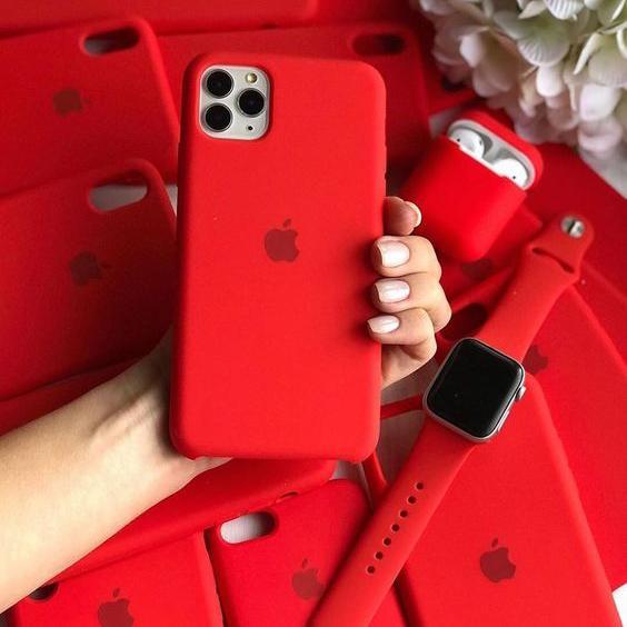 Iphone Liquid Silicone Sleek Premium Back cover case (Luxury edition Red color)