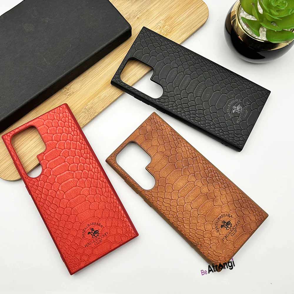 Samsung Galaxy S23 Ultra Luxury Santa Barbara Croc Textured Faux Leather Case Cover