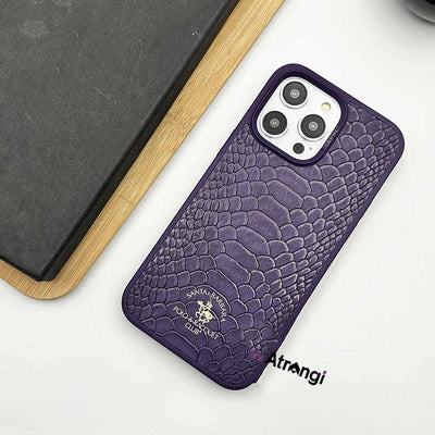 iPhone Luxury Santa Barbara Croc Textured Faux Leather Case Cover