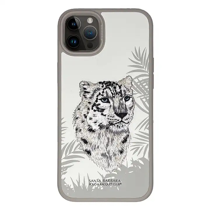 iPhone 15 Series Premium Santa Barbara Savana White Tiger Leather Case Cover
