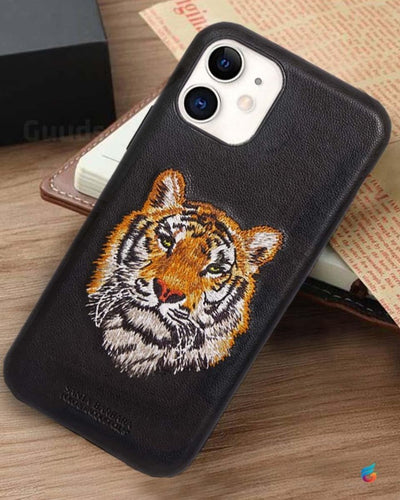 iphone luxury santa barbara leather savana series Tiger back cover