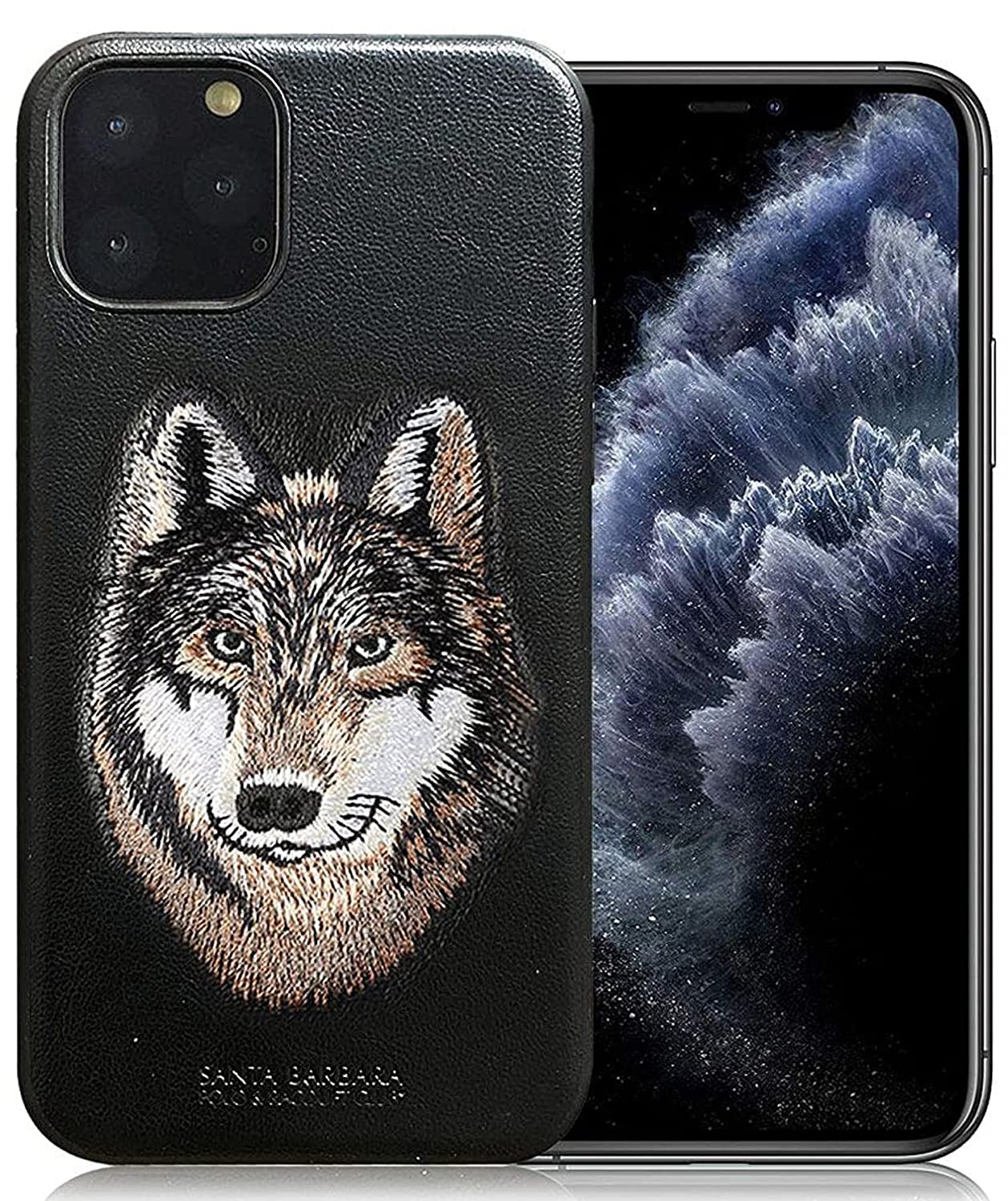 iphone luxury santa barbara leather savana series Wolf Back Cover
