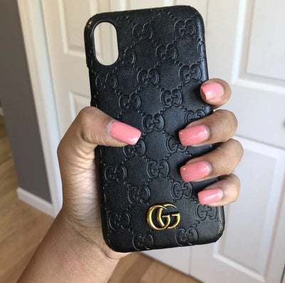 iPhone 15 Series Luxury GG Fashion Leather Brand Case Cover