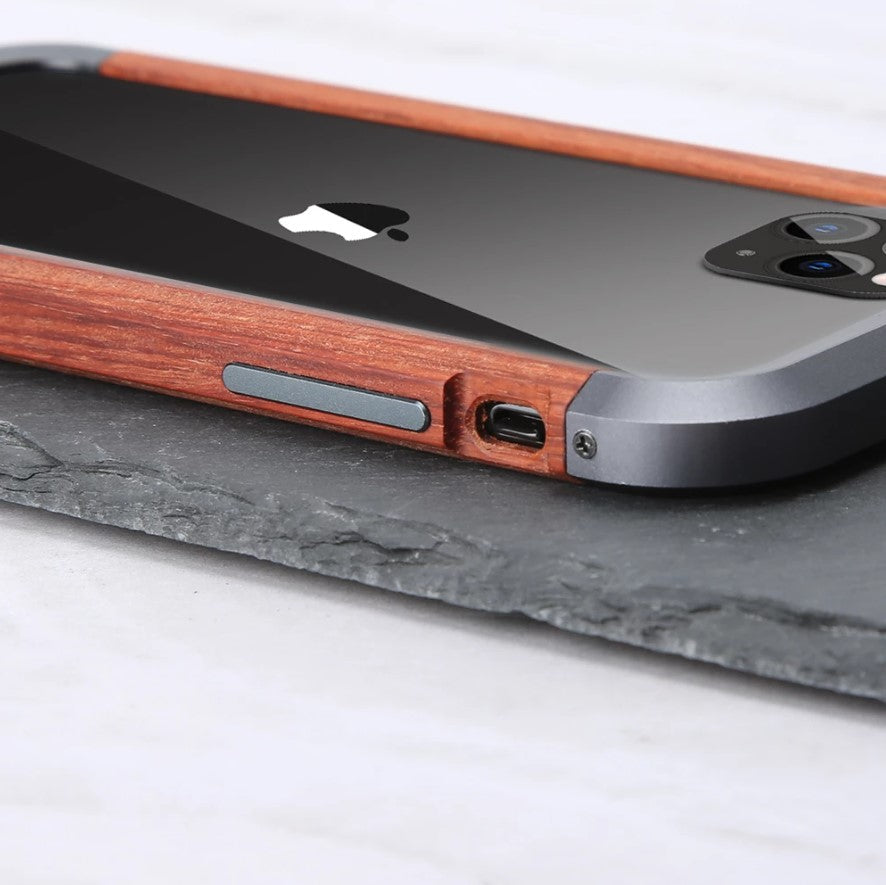 R-Just Aluminum & Natural Wood iPhone Case Cover