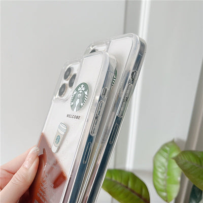 iPhone 16 Series StarBucks Liquid Coffee Floating Cup Case Cover