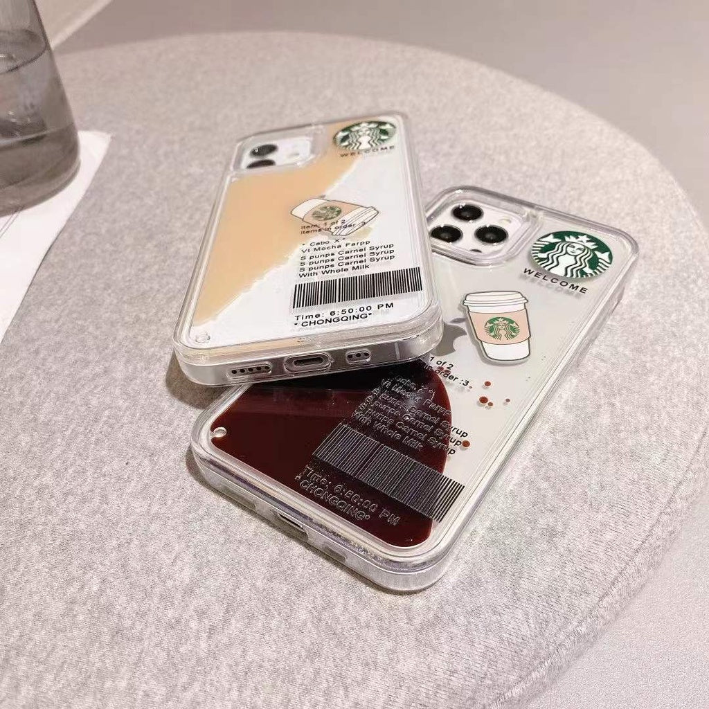 iPhone 16 Series StarBucks Liquid Coffee Floating Cup Case Cover