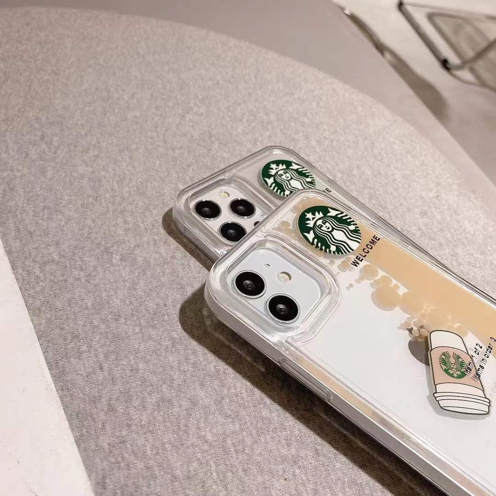 iPhone 16 Series StarBucks Liquid Coffee Floating Cup Case Cover