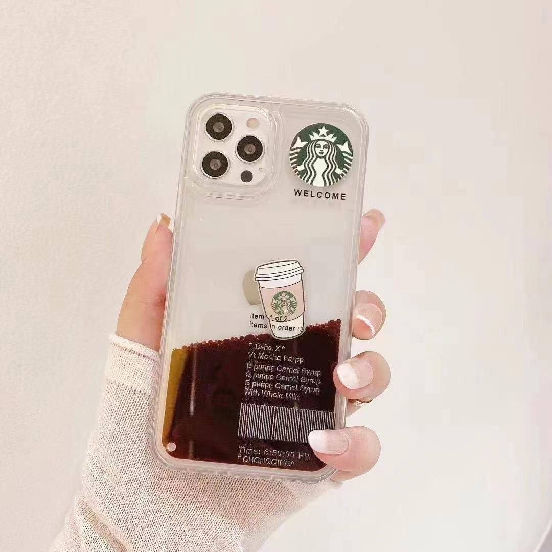 iphone starbucks liquid coffee floating cup case cover