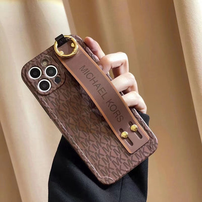 iPhone 16 Series Luxury Brand MK Strap Holder Belt Case Cover