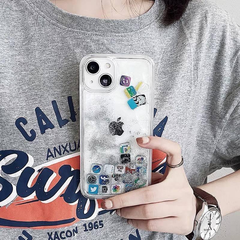 Glitter Iphone Case App IPhone Floating App Quick Sand Case Cover