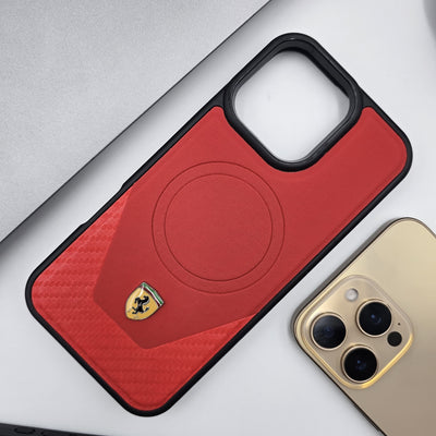 iPhone Carbon Leather Sport Series Ferrari Magsafe Case