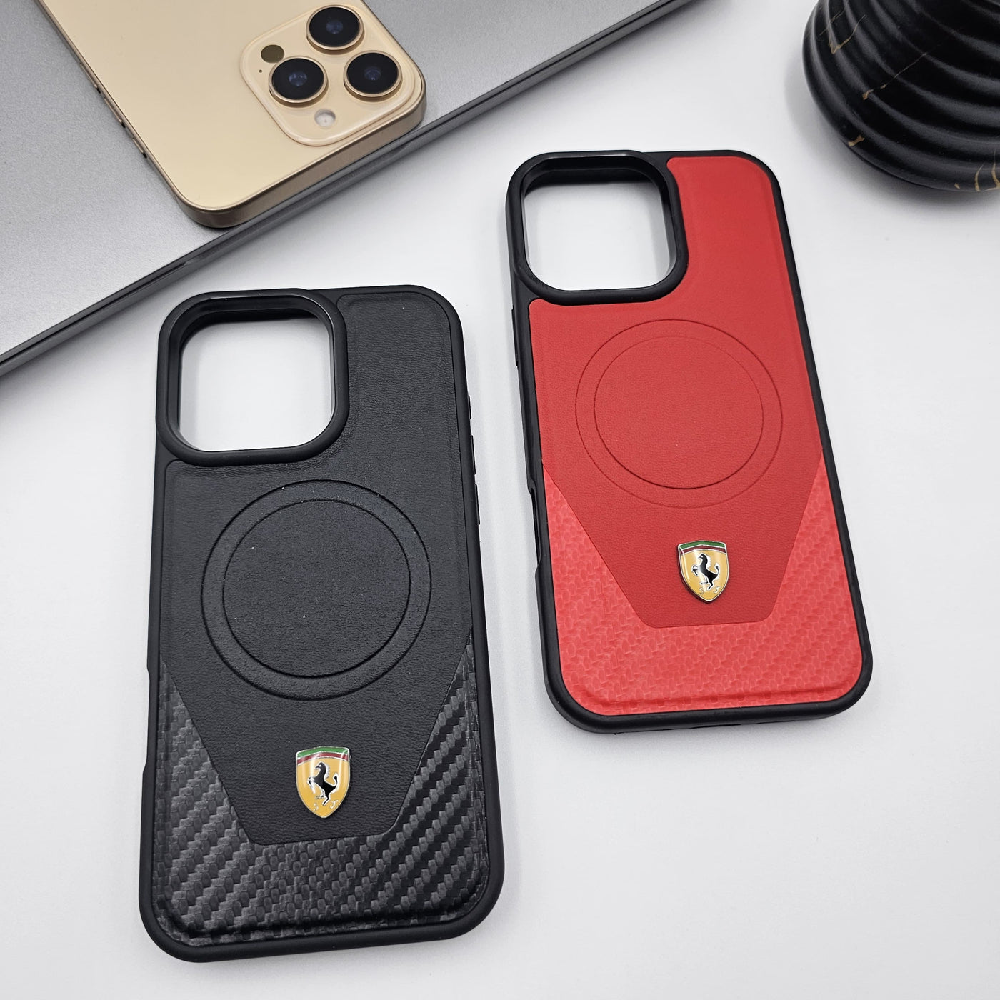 iPhone Carbon Leather Sport Series Ferrari Magsafe Case