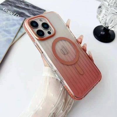 iPhone 16 Series Stripe Texture Hard PC Clear Magsafe Case