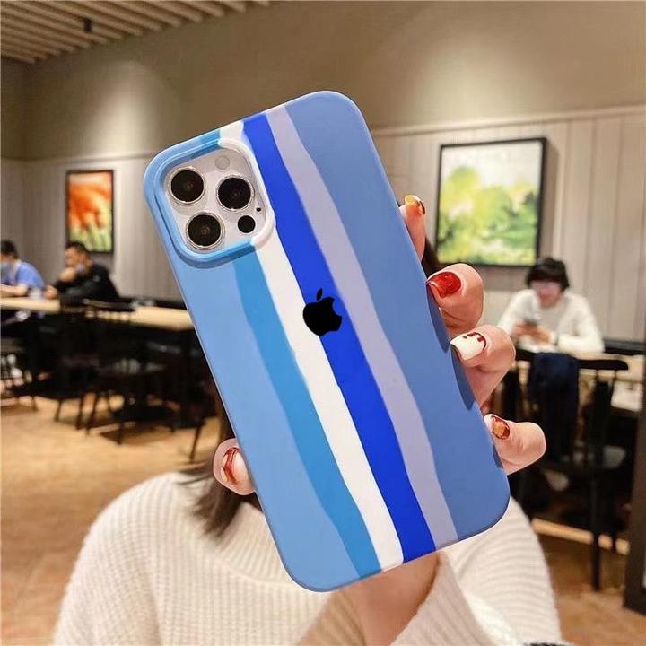 iphone Liquid Silicone Sleek Premium Back cover case (Pride Edition Blue Rainbow )