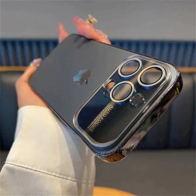 iPhone 16 Series Luxury Backplane Glass Chromatic Lens Shield Case Cover