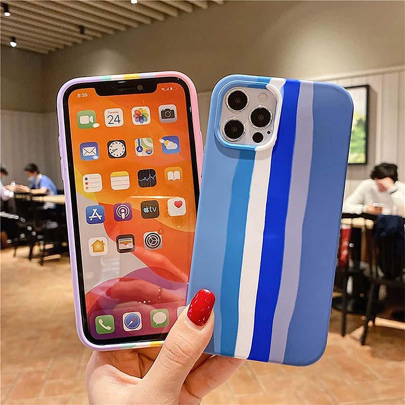 iphone Liquid Silicone Sleek Premium Back cover case (Pride Edition Blue Rainbow )