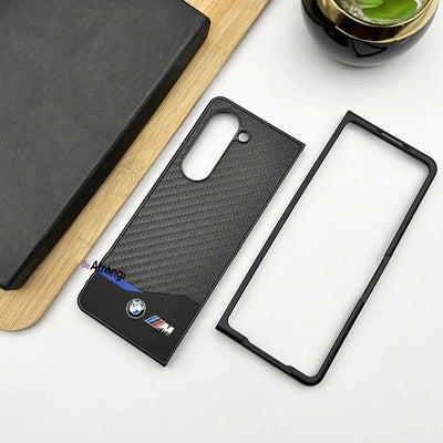 Samsung Galaxy Z Fold 5 BMW M Performance Sports Car Logo Carbon Fiber Design Case Cover