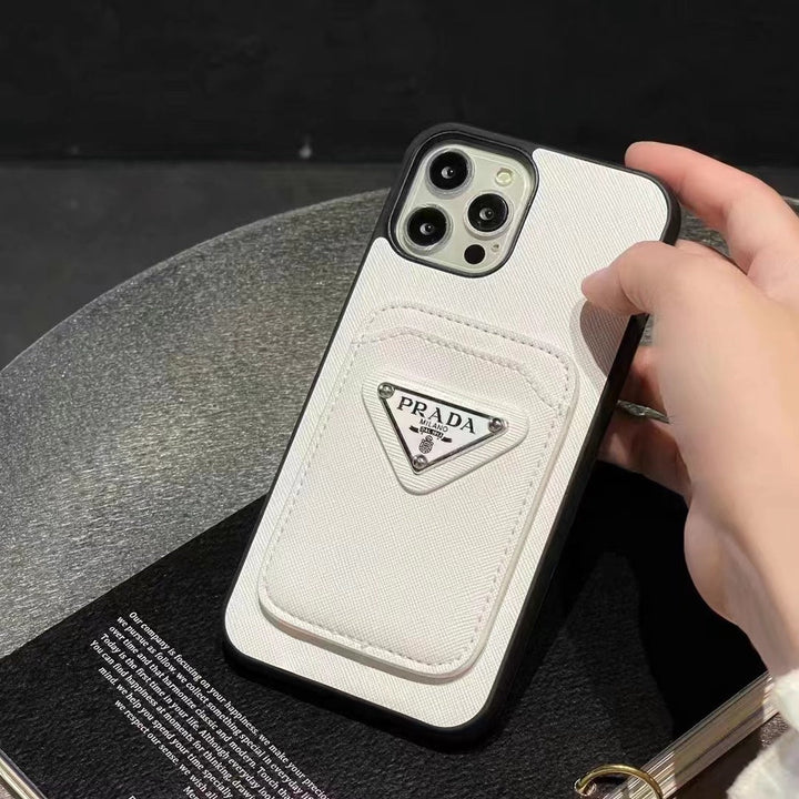 iPhone Luxury Brand Prada Card Holder Leather Case Cover – My Store