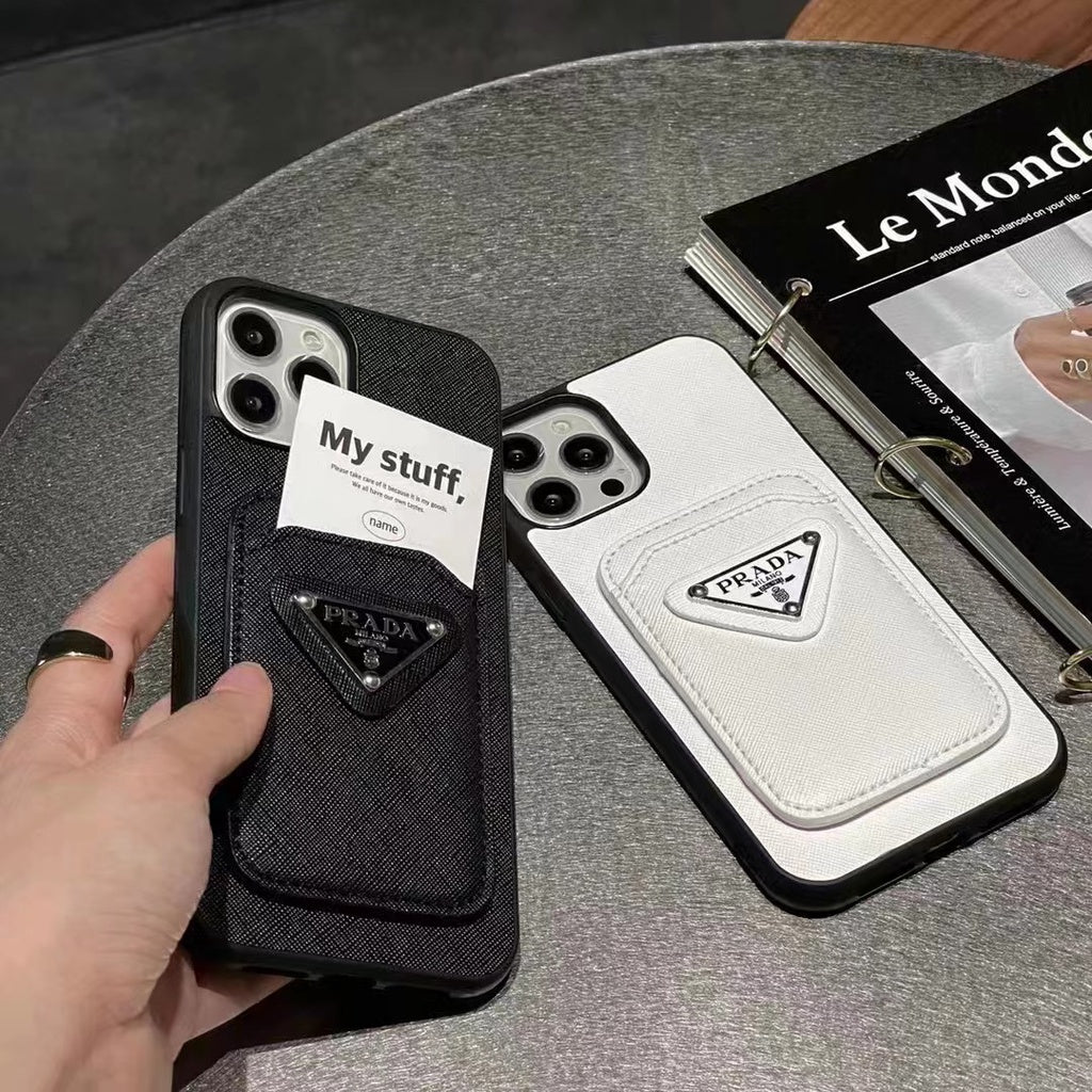 iPhone Luxury Brand Prada Card Holder Leather Case Cover