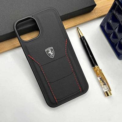 iPhone 15 Series Ferrari Sports Car Leather Stitched Case